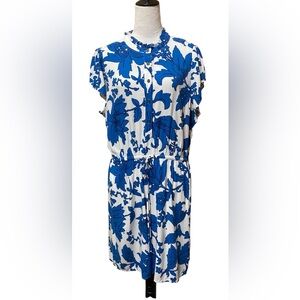 Loft Blue and White Floral Dress